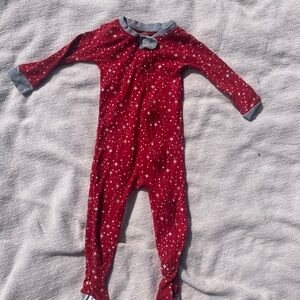 The Honest Company Organic Cotton Baby 12M Footie Pajamas Christmas Zip Up